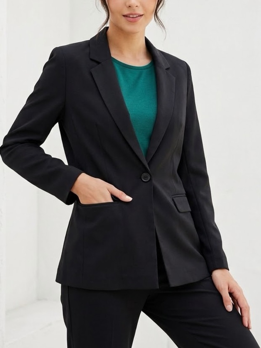 H&M Divided Women’s Long Sleeve Single Breasted One Button Black Blazer Size 4
